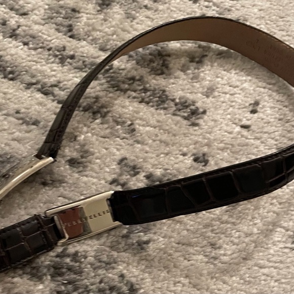Perry Ellis Ladies Croc Leather Brown Belt Size L - Picture 3 of 5
